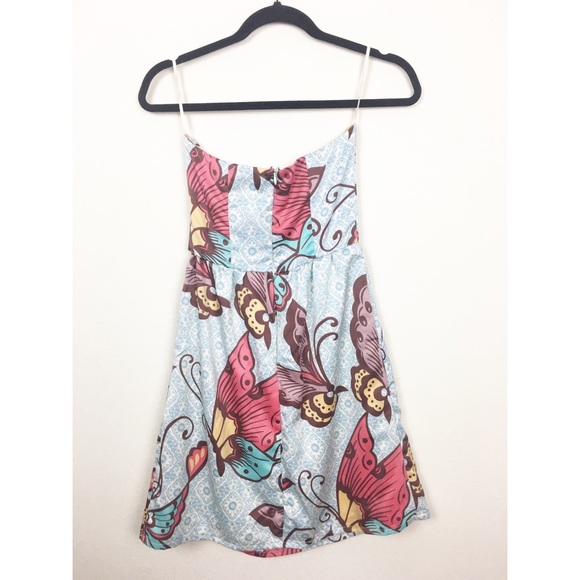 Judith March strapless Blue Butterfly Print dress - Picture 8 of 9